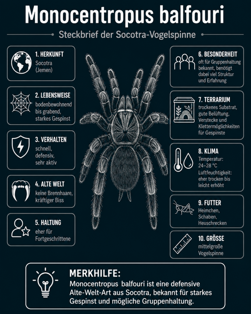 Monocentropus balfouri Infografik